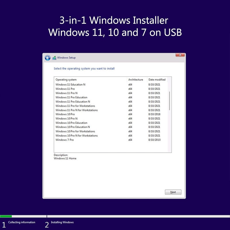 DEBOTIX 3-in1 Bootable USB Type C + A Installer for Windows 11 Pro, Windows 10 and Windows 7 Recover, Restore, Repair Boot Disc. Fix Desktop & Laptop/Blue Screen - Image 2